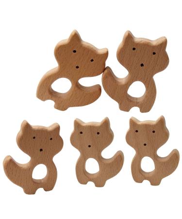 Arakierst 10pcs Organic Wood Fox Teether - Handmade Beech Wooden Animal Shape for DIY Pacifier Chain - Buy Online on GoSupps.com