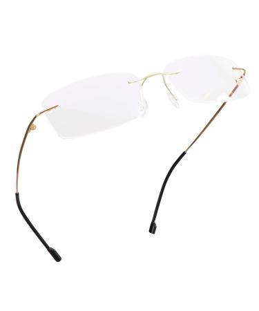 LifeArt Blue Light Blocking Glasses, Computer Reading Glasses, Anti Blue Rays, Reduce Eyestrain, Rimless Frame Tinted Lens with diamond, Stylish for Men and Wowen (Golden, No Magnification) 02_858_golden 0.0 x