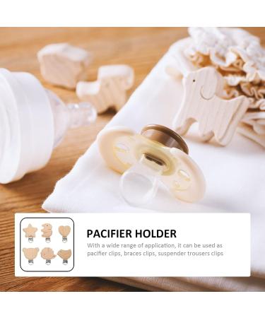 Garneck 6Pcs Natural Wood Beech Suspender Pacifier Clips for DIY Pacifier Chains - Mixed Animal Shapes - Buy Online on GoSupps.com