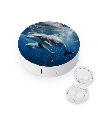 Contact Lens Case Cute Dolphins Portable Travel Contact Lens Box Contact Lens Storage Box