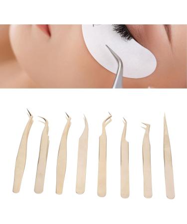 Buy Eyeline Tweezers Set - Stainless Steel Eyelash Extension Tweezers (8PC) for Professional 3D Volume Extensions - Perfect for False Lashes - International Shipping Available - Buy Online on GoSupps.com