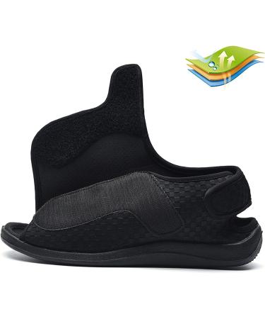 LFZHJZC Adjustable Open Toe Diabetic Shoes for Women & Men - Black, Size 10 | Anti-Slip Sole, Ideal for Edema & Swollen Feet - Buy Online on GoSupps.com