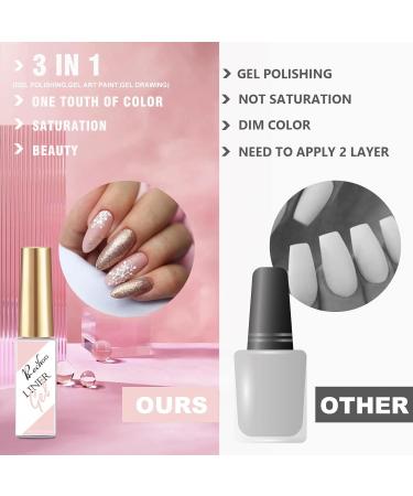 Rechoo 2pcs Gel Liner Nail Polish Set - Pink & Champagne UV Nail Art for DIY Designs | 8ml Premium Quality - Buy Online on GoSupps.com