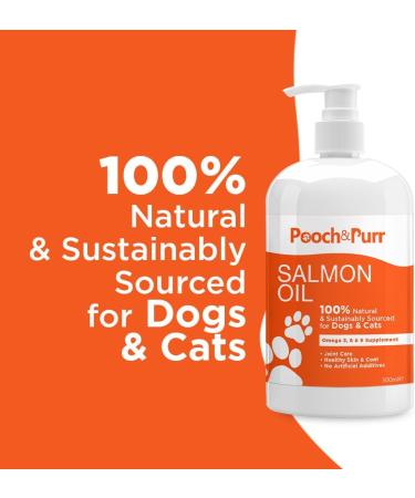 Pooch & Purr 500ml Salmon Oil for Dogs. Salmon Oil Cats Puppy Ferret & Pets. Pure Omega 3 6 9 Fish Oil for Dogs. Food Supplements for Itchy Skin Coat Joint Care. Dog Vitamins and Supplements - Buy Online on GoSupps.com