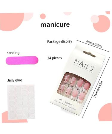 1 Set Press on Nails French Square Fake Nails Full Cover Short Press on Nails Reusable Short Nails Press on Cute Press on Nails Set for Women DIY Home Party - Buy Online on GoSupps.com