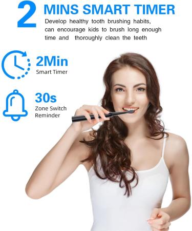 Buy SARMOCARE Electric Toothbrush for Adults - 8 Brush Heads Travel Case Fast Charge 3 Modes 2-Minute Timer 42000 VPM Sonic - Black - Buy Online on GoSupps.com