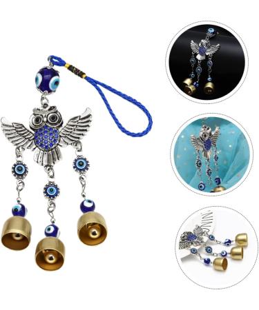 DOITOOL 1pc Owl Pendant Home Accents Decor Car Decoration Hanging Home Wall Ornament Beadwork Devil Eye Yoga Blue 25x6.8cm - Buy Online on GoSupps.com