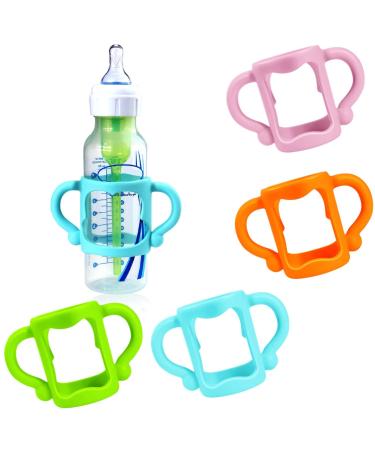4Pcs Bottle Handles for Dr Brown Narrow Baby Bottles  Baby Bottle Holder with Easy Grip Handles to Hold Their Own Bottle - BPA-Free Soft Silicone