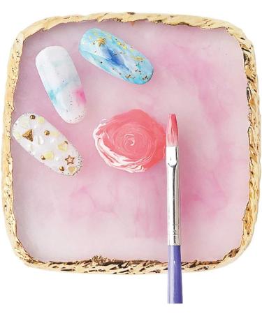  Danlai Resin Nail Palette Nail Polish Cosmetic Palette Gold Pigment Nail Polish Holder Mixing Plate Paint Plate Pink - Buy Online on GoSupps.com