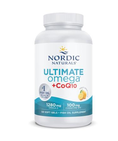 Nordic Naturals Ultimate Omega-3 + COQ10 1280mg Omega-3 with EPA DHA and Coenzyme Q10 high-dose lemon taste 120 soft capsules laboratory testing soybreis gluten-free without genetic engineering - Buy Online on GoSupps.com