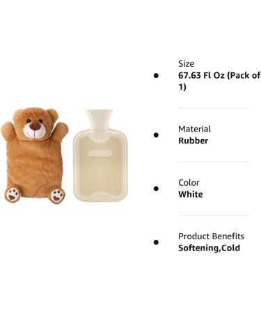 HomeTop Premium 2L Rubber Hot Water Bottle with Stuffed Animal Cover - White - 67.63 Fl Oz - Buy Online on GoSupps.com