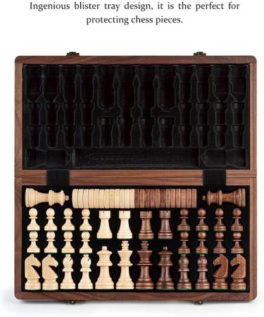 Chess Set Walnut and Checkers Set with Folding Wooden Gift Travel Chess Decor Chess Pieces (Size : 15inch) (15inch) - Buy Online on GoSupps.com