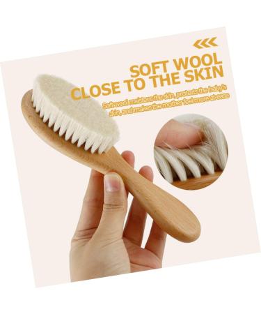 SECFOU Baby Hair Brush 1 Set Newborns Baby Wool Supplies Hair Infant Wooden with Comb Gift Goat Toddlers Care for Cradle Soft Brush Shower Newborn Kit Cap and Bristle Kids Baby Gifts - Buy Online on GoSupps.com