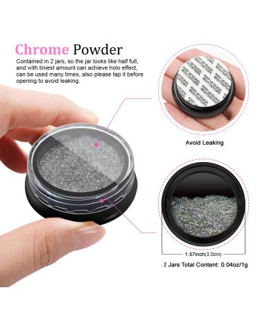 Holographic Nail Powder Set - Unicorn Chrome Glitter Dust with Sponge Applicators, Mirror Effect Rainbow Pigment Silver Powder for Holographic Nail Polish (0.04oz/1g) - Buy Online on GoSupps.com