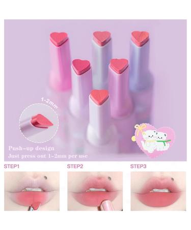 3 Colors Cute Love Lipstick Set - Heart Shape Velvet Matte Waterproof & Long Lasting Lip Clay for Girls | Non-Stick Cup Pack of 3 - Buy Online on GoSupps.com