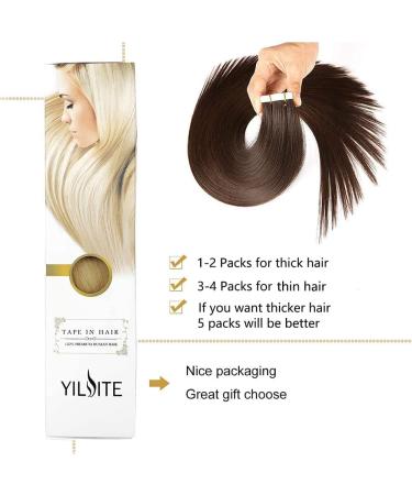Buy Yilite Tape Extensions - 65cm Dark Brown Real Hair | 20 Pieces 60g Silky Straight Invisible Skin Weft - Buy Online on GoSupps.com