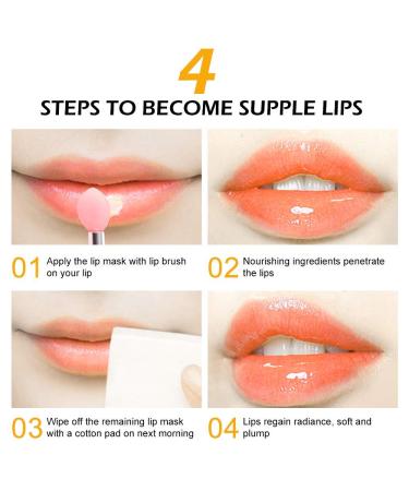 Lip Scrub Exfoliator & Moisturizer Sleeping Mask for Dark & Cracked Lips | Double Effect Lip Treatment with Brush - Remove Dead Skin, Reduce Lines & Brighten Color | Lip Repair (Orange) - Buy Online on GoSupps.com