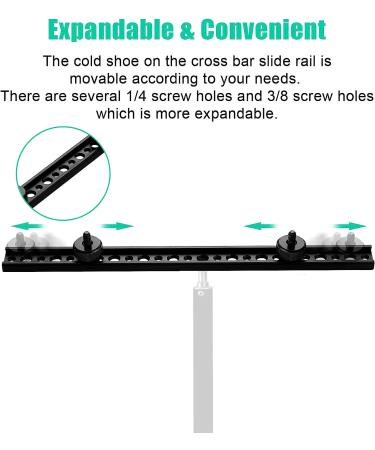 Aluminum Cold Shoe Extension Bar for Dual Camera Flash Mount - 1/4 & 3/8 Screw Tripod Bracket, Adjustable and Sturdy - Ideal for LED Video Light and Flash Photography - Buy Online on GoSupps.com