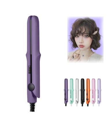 2-in-1 Mini Curling Wand & Flat Iron Hair Straightener Mini Dual Purpose Curling Iron Mini Curling Iron for Short Hair Portable Travel Curling Wand & Straightening Iron (G)
