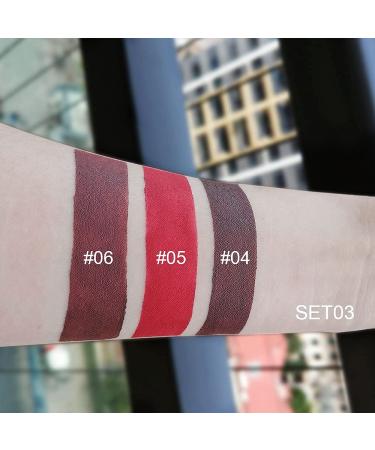 3Pcs Deep Red Brown Matte Lipstick Set | Long Lasting 24Hr Lip Stain | Waterproof Lip Gloss Gift Set - SET02 - Buy Online on GoSupps.com