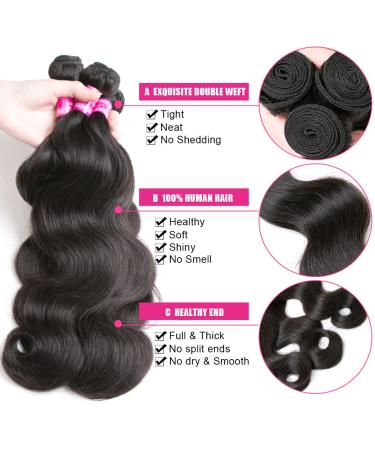 Beauty Queen 10A Brazilian Body Wave Human Hair Bundles - 20 22 24 Inch | 100% Unprocessed Virgin Remy Hair Extensions - Buy Online on GoSupps.com