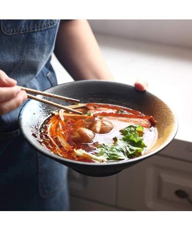 Bowl Japanese Style 9.5 Inch Salad Bowl Creative Ceramic 950ml Big Soup Bowl Ramen Bowl Household Retro Tableware Kitchenware Onecolor