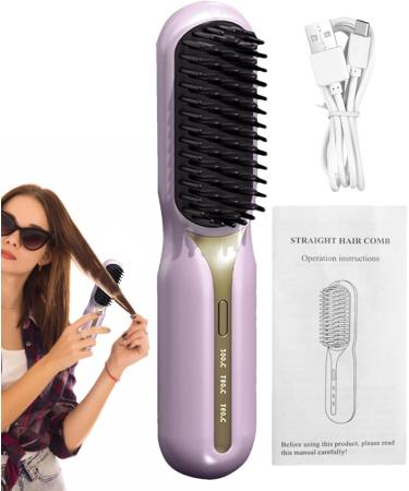 Cordless Hair Straightener Brush | Portable Ionic Straightening Comb with 3 Heating Settings | Perfect for Home Salon & Travel - Pink - Buy Online on GoSupps.com