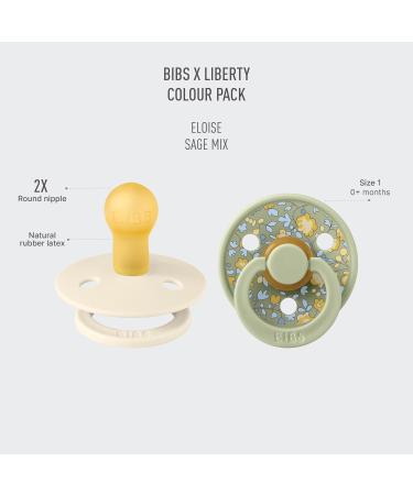 BIBS Color Liberty Schnuller 2-Pack | BPA-Free Cherry Nipple | Natural Rubber/latex | Made in Denmark | Size 1 (0-6 Months) - Eloise Sage - Buy Online on GoSupps.com