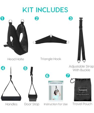 Neck Stretcher Cervical Traction Device - Portable Over-The-Door Pain Relief Therapy Aid for Neck Decompression - Black - Buy Online on GoSupps.com