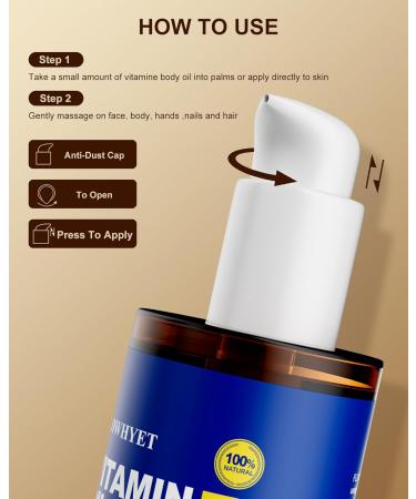 FLOWHYET 300ML Pure Vitamin E Oil for Skin 9.5 fl oz, Organic Vitamin E Oil for Scar, Stretch Marks, Face and Hair, Lightweight Bath and Body Oil Moisturizing Hexane Free Non-GMO Cold Pressed - Buy Online on GoSupps.com