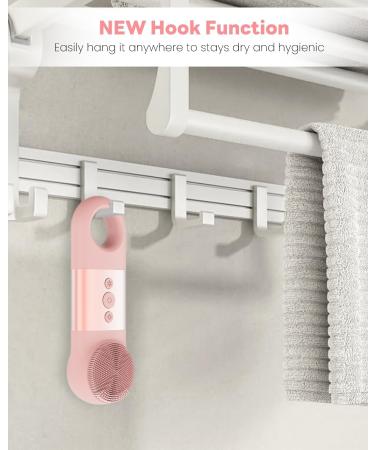 Premium IPX7 Waterproof Facial Cleansing Brush - Rechargeable Silicone Face Scrubber with Heat & Cold Massage for Men & Women | Pink - Buy Online on GoSupps.com