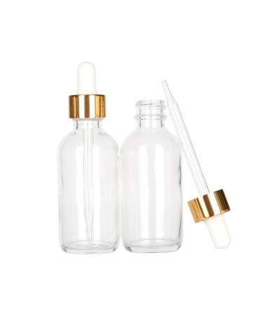 Magic Season Boston Round Glass Bottles(Transparent / 30 ml with Gold Caps / 2 Pcs)