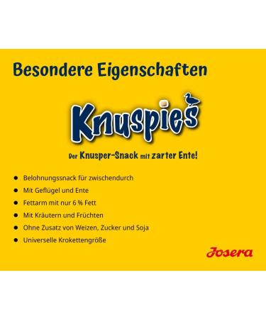 JOSERA Knuspies with duck 10 kg | Delicious dog treat | Low fat | 10 kg bag - Buy Online on GoSupps.com