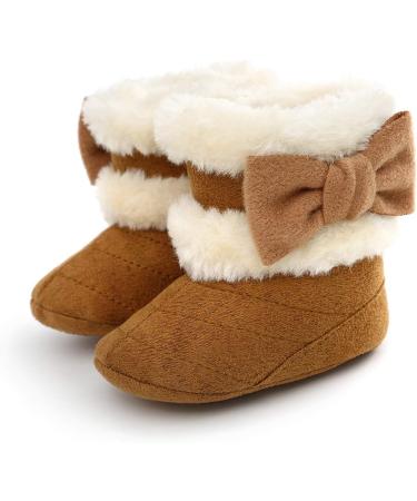 Yinuoday Winter Baby Girls Anti-Slip Snow Boots 3-6 Month Infant Dark Brown - Warm Prewalker Newborn Shoes - Buy Online on GoSupps.com