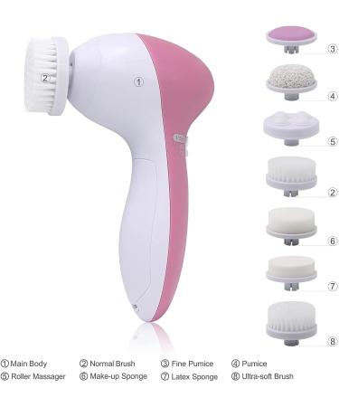 Facial Cleansing Spin Brush Set with 7 Exfoliating Heads - Rose | Complete Face Spa System for Gentle Cleansing, Deep Scrubbing, and Dead Skin Removal - Buy Online on GoSupps.com