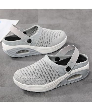 Hunonu Women's Diabetic Orthopedic Sandals - Grey, Size 9 | Air Cushion Slip-On Walking Shoes - Buy Online on GoSupps.com