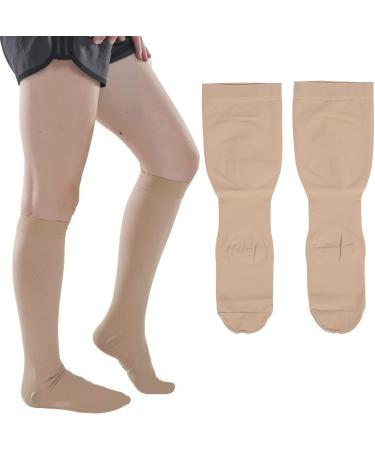 Compression Stockings 23-32 mmHg Knee High - Skin Color Varicose Vein Support for Women - Oversize 3XL Tight Toe Wide Calves - Buy Online on GoSupps.com