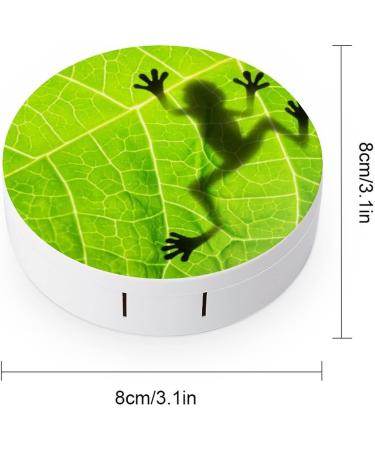 Frog Shadow On Leaf Round Case For Contact Lens Kit Storage Box with Mirror Printed - Buy Online on GoSupps.com