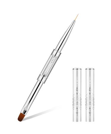 Dual-Ended Nail Design Brush Hard Gel Nail Brush Oval Gel Nail Brushes Rhinestone Handle French Tip Nail Gel Liner Brush French Manicure Brush Builder Gel Brushes for Design Nails Art Professional