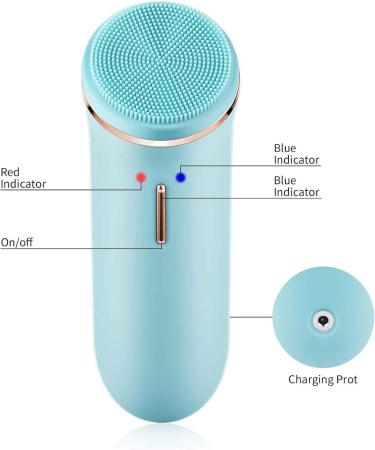 LQH Sonic Facial Cleansing Brush | 5-Speed Vibrating Face Washer | USB Rechargeable IPX7 Waterproof 2 Brush Heads for Deep Cleaning - Blue - Buy Online on GoSupps.com