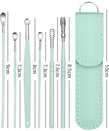 Ear Cleaner Earwax Removal Kit - 6 Pcs Set for Adults - Ear Wax Remover Tool with Storage Bag (Green) - Buy Online on GoSupps.com