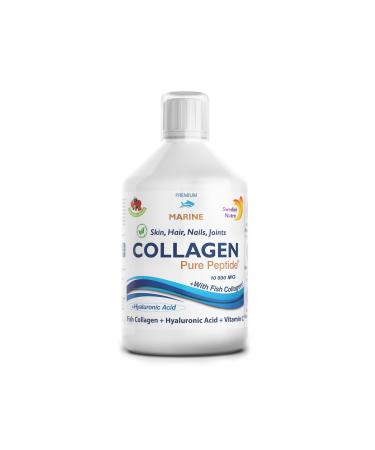 Marine Liquid Collagen 10000mg 500 ml I Pure Hydrolyzed Collagen Peptides (Type I & III) I Hyaluronic Acid Biotin Vitamin C I Healthy Skin Hair Nails