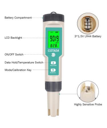 Digital Salinity Tester for Salt Water - Aquarium Salinity Meter | IP67 Waterproof | 0-200 PPT Large Range Multi-Parameter Tester for Seawater, Fish Tank, Hydroponics - Buy Online on GoSupps.com