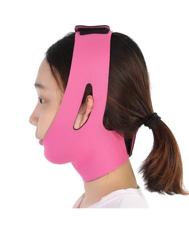Face Lifting Belt Double Chin Reducer  Smooth Breathable V-Line Chin Cheek Lift Up Strap Anti Wrinkle Facial Slimming Bandage for Women Eliminates Sagging Skin Firming(Rose Red)