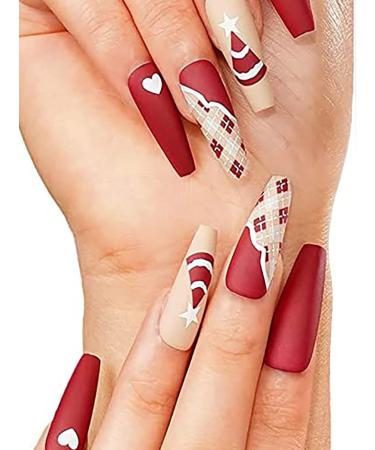 Vatocu Christmas False Nails - Long Snowflakes Glitter Press on Nails for Women and Girls (24pcs) - Buy Online on GoSupps.com
