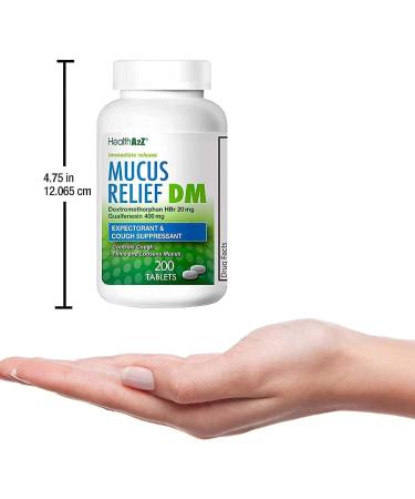 HealthA2Z Mucus Relief DM 200 Count - Dextromethorphan HBr 20mg, Guaifenesin 400mg - Generic Mucinex DM Cough Relief - Buy Online on GoSupps.com