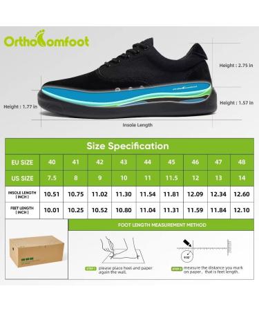 OrthoComfoot Men's Fashion Sneakers | Arch Support Shoes for Plantar Fasciitis | Orthopedic Casual Shoes for Achilles Tendonitis | Flat Feet Relief | 10 W1-Black - Buy Online on GoSupps.com