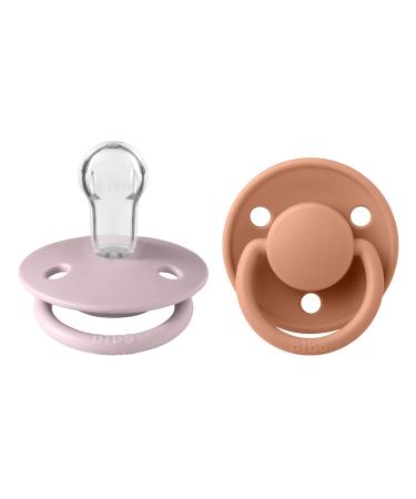 BIBSE de Lux Schnuller 2-pack BPA-free cherry shape nipple.Silicone made in Denmark.0-36 months (2-pack) Pink Plum / Peach 0-36 months (2-pack) Pink Plum / Peach