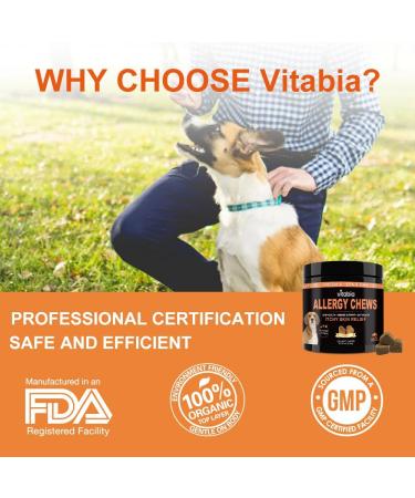 VITABIA Dog Allergy Chews with Salmon Oil & Probiotics - Itchy Skin Relief for Dogs (120 Soft Chews) - Buy Online on GoSupps.com