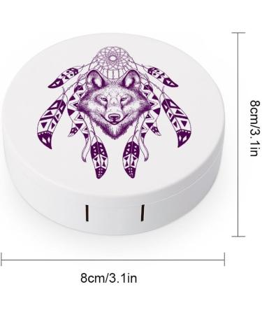 Tribal Wolf Head Contact Lens Case - Portable Travel Storage Box Kit with Mirror for Daily Use - Buy Online on GoSupps.com